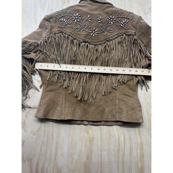 Cripple Creek Black Fringe Leather Suede Western Studded Women's Jacket Rodeo S - Picture 10 of 12